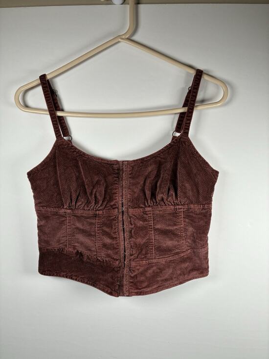 Pilcro Tops - Pilcro 2 Corduroy Corset Top Brown Hook Front Cropped Bustier Y2K Anthropologie